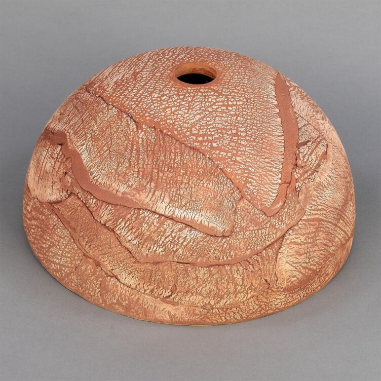 Kauri Ceramic Dome Lamp Shade, Red Iron 37cm
