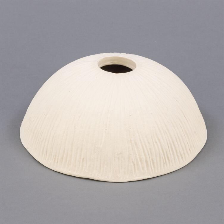 Kauri Matt White Striped Ceramic Dome Lamp Shade 20cm