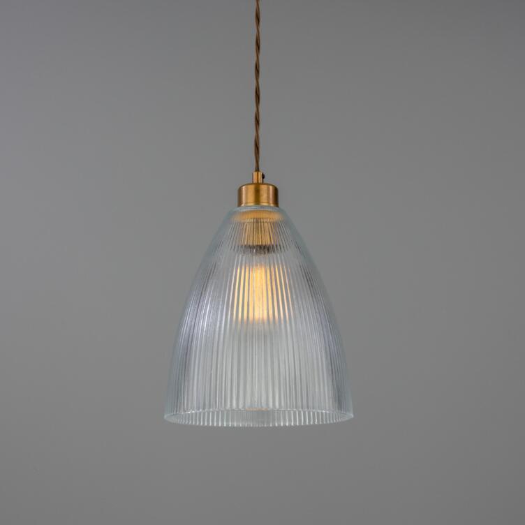 Suspension Corvera avec abat-jour en verre prismatique, 30 cm IP20