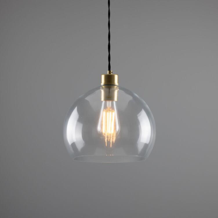 Eden Clear Open Glass Globe Pendant Light 9.8", Satin Brass Eden Clear Open Glass Globe Pendant Light 9.8", Satin Brass