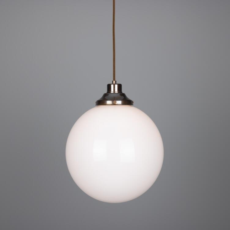 Gentry Opal Glass Globe Pendant Light 30cm, Antique Silver