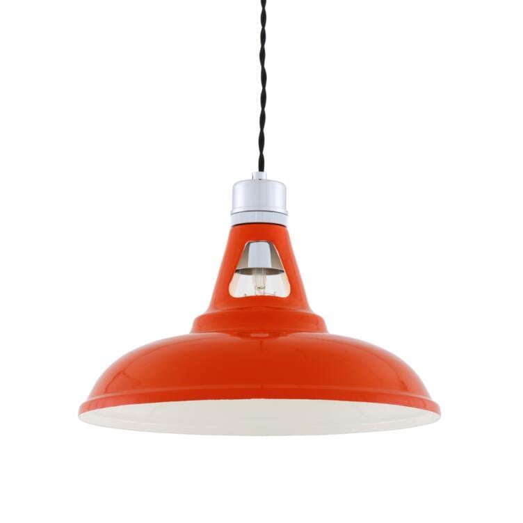 Vienna Industrial Factory Pendant Light 31cm, Chrome and Orange Vienna Industrial Factory Pendant Light 31cm, Chrome and Orange
