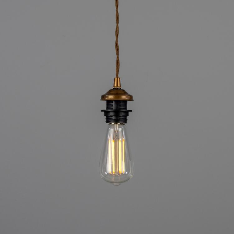 Doha Vintage Pendant Light with Twisted Cable, Antique Brass