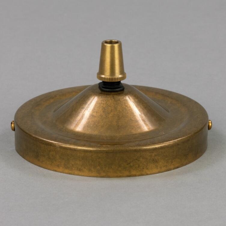 Brass Ceiling Rose Light Fitting, Flat Round with Cord Grip 3.9"