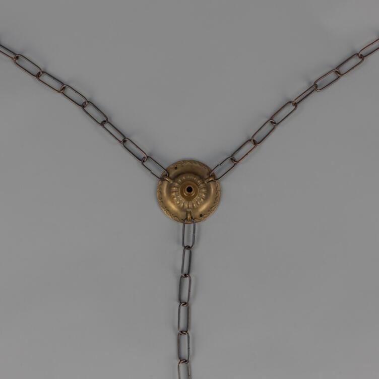 Three-Chain Decorative Antique Brass Ceiling Rose 3.25"
