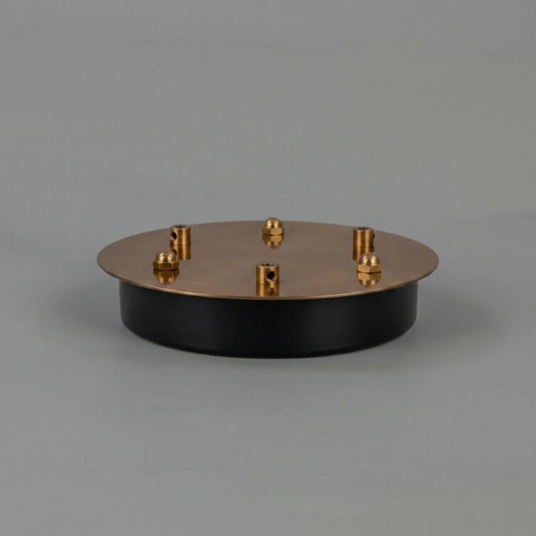 Large Brass Ceiling Rose, Matte Black Base 8" 1 - 5 Outlets Large Brass Ceiling Rose, Matte Black Base 8" 1 - 5 Outlets