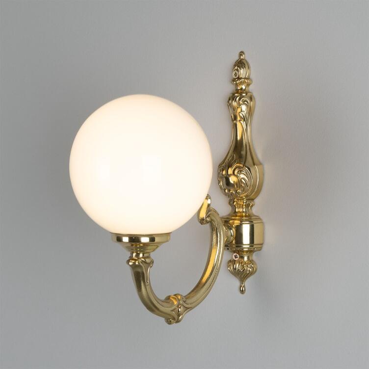 Cloghan Traditional Opal Glass Globe Wall Sconce, Polished Brass Cloghan Traditional Opal Glass Globe Wall Sconce, Polished Brass