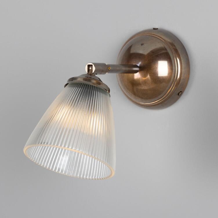 Gadar Vintage Prismatic Glass Wall Sconce with Swivel, Antique Brass Gadar Vintage Prismatic Glass Wall Sconce with Swivel, Antique Brass