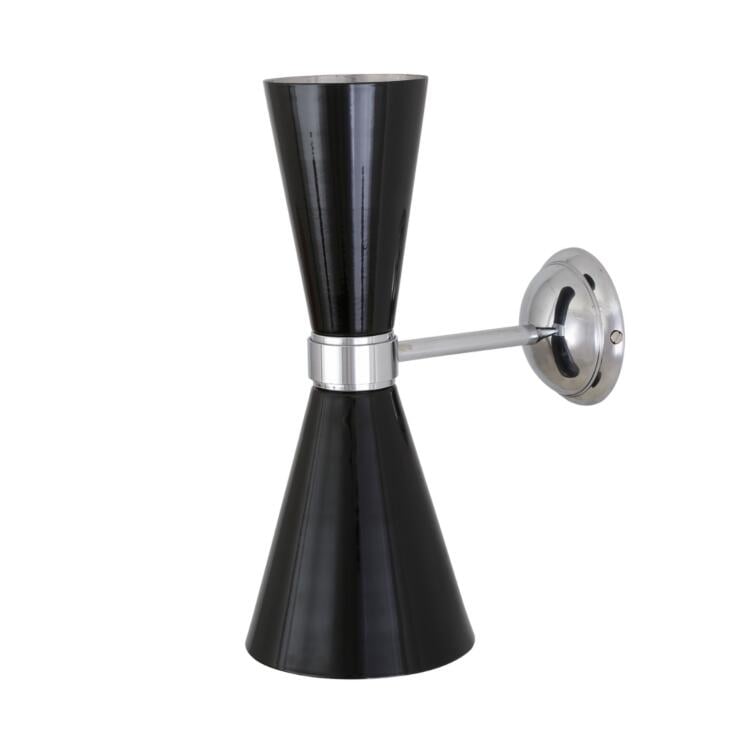 Cairo Mid-Century Double Cone Chrome Wall Sconce, Powder Coated Matte Black Cairo Mid-Century Double Cone Chrome Wall Sconce, Powder Coated Matte Black