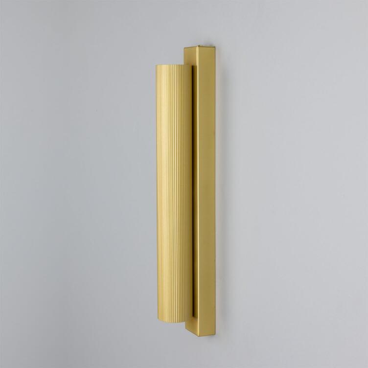 Royce Modern Slender Reeded Brass Wall Light, Satin Brass Royce Modern Slender Reeded Brass Wall Light, Satin Brass