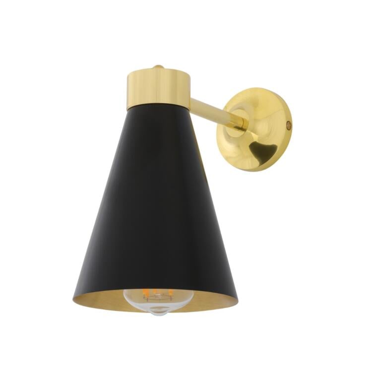 Kamina Wall Sconce with Black / White Cone Shade, Powder Coated Matte Black Kamina Wall Sconce with Black / White Cone Shade, Powder Coated Matte Black
