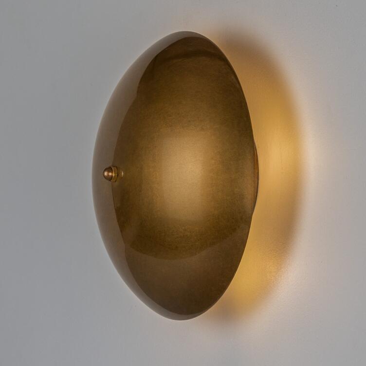 Luqa Domed Brass Dish Wall Sconce 9.75" IP20 Luqa Domed Brass Dish Wall Sconce 9.75" IP20