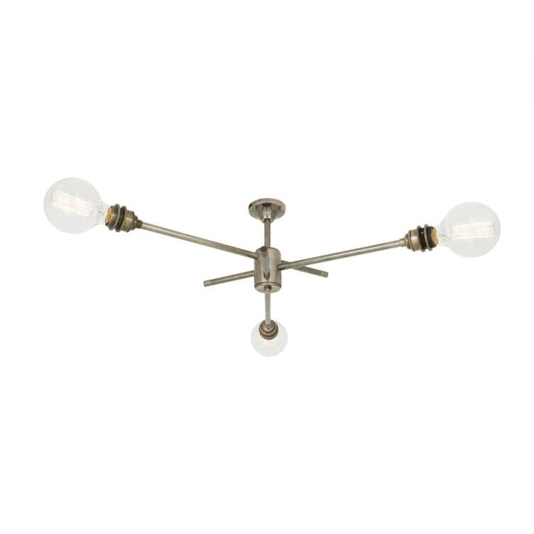 Mombasa Industrial Flush Chandelier, Three-Arm Mombasa Industrial Flush Chandelier, Three-Arm