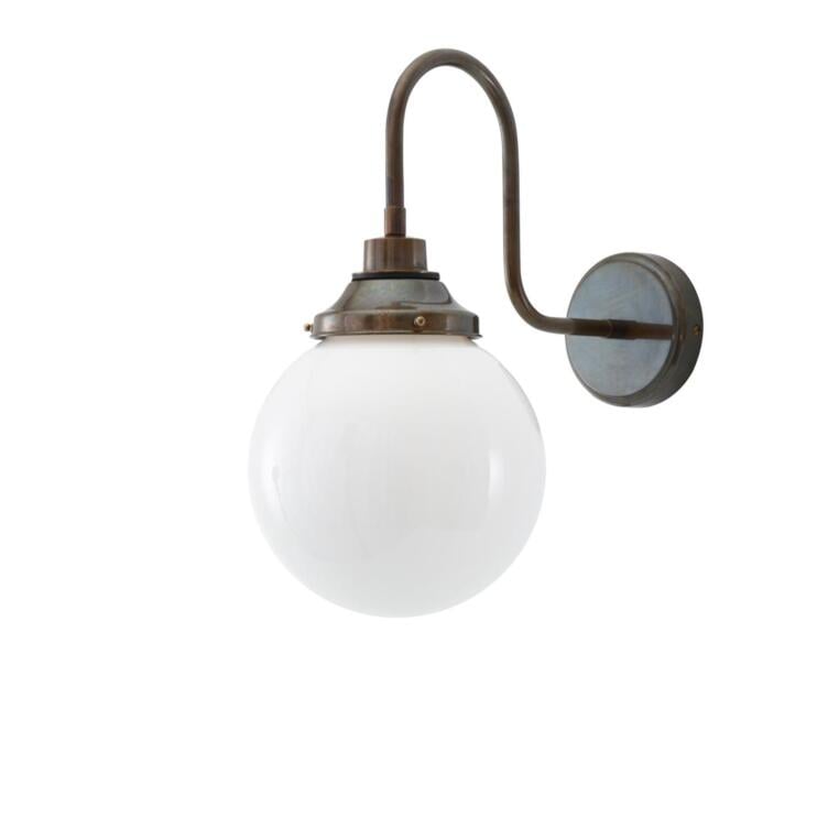 Pelagia Opal Globe Swan Neck Wall Sconce 7.75" IP44 Pelagia Opal Globe Swan Neck Wall Sconce 7.75" IP44