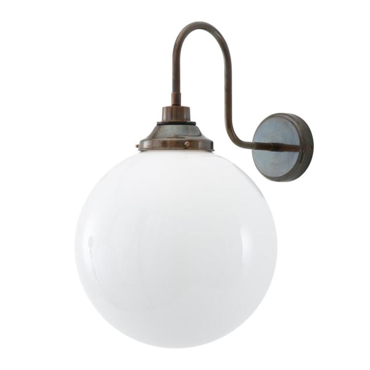 Pelagia Opal Globe Swan Neck Wall Sconce 11.75" IP44 Pelagia Opal Globe Swan Neck Wall Sconce 11.75" IP44