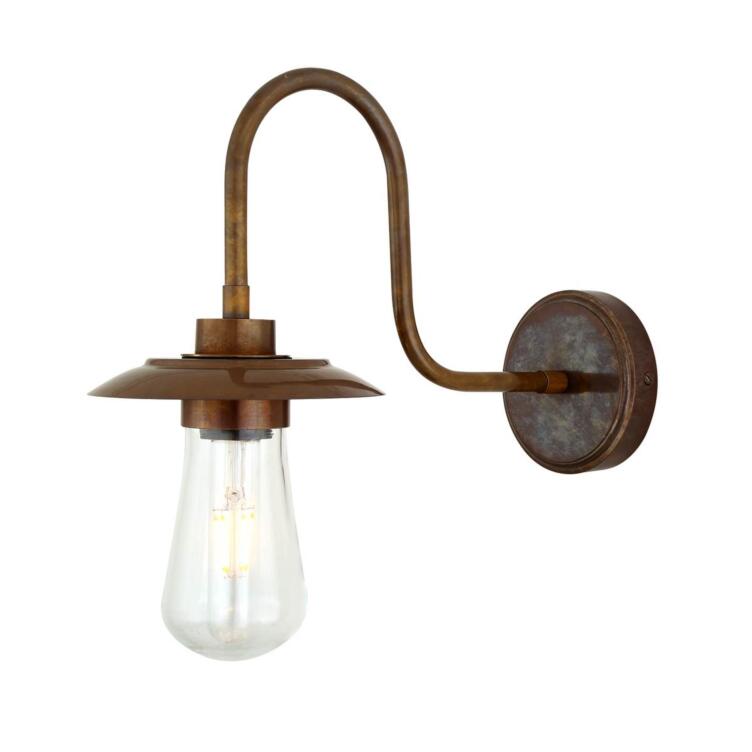 Ren Brass Swan Neck Wall Sconce IP65, Antique Brass