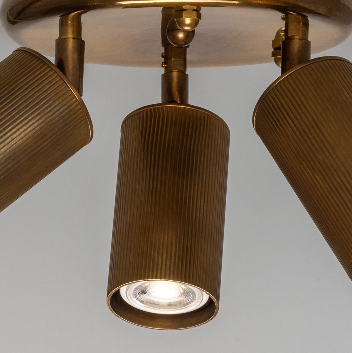 Adare Three Light Directional Brass Ceiling Spotlight 20cm IP20, Antique Brass