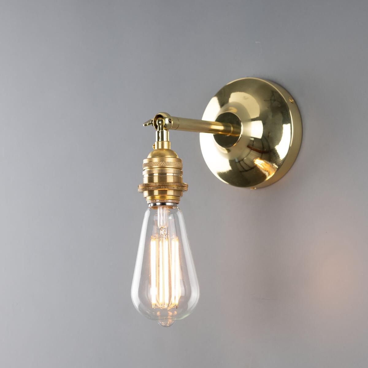 Lome Vintage Bare Bulb Wall Sconce with Swivel, Antique Brass
