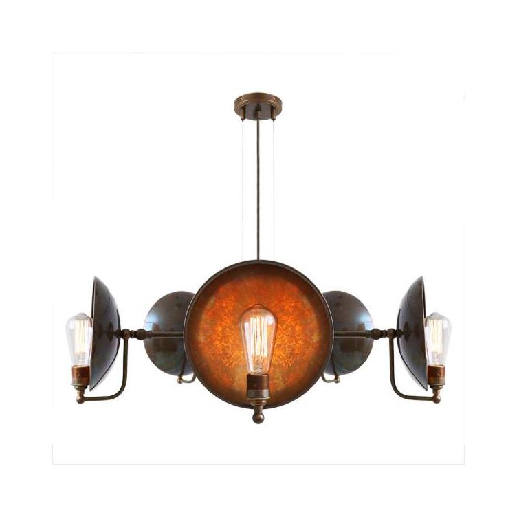 Chulainn B Industrial Dish Chandelier, Five-Arm, Antique Brass Chulainn B Industrial Dish Chandelier, Five-Arm, Antique Brass