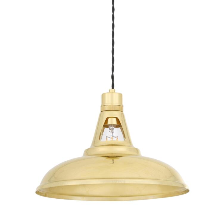 Geneva Vintage Industrial Brass Pendant Light 31cm, Polished Brass Geneva Vintage Industrial Brass Pendant Light 31cm, Polished Brass