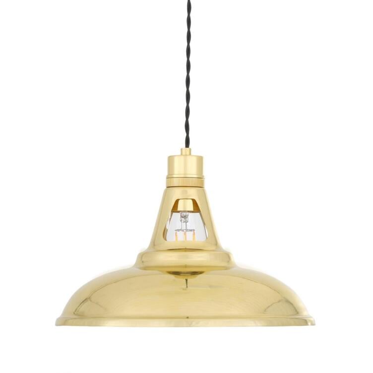 Geneva Vintage Industrial Brass Pendant Light 31cm, Polished Brass Geneva Vintage Industrial Brass Pendant Light 31cm, Polished Brass