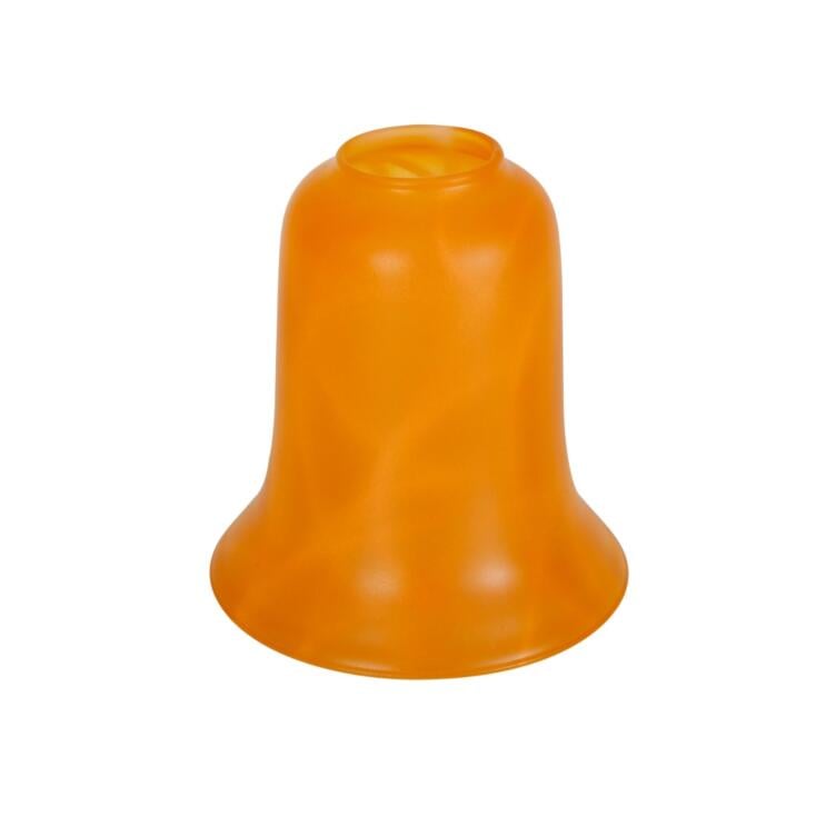 Flat Edge Amber Etched Patterned Bell Glass Lamp Shade