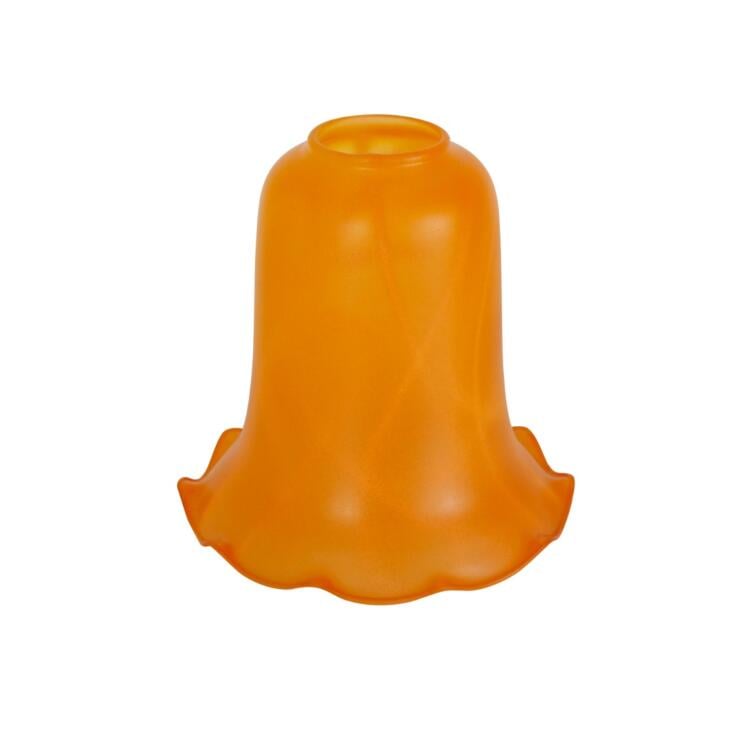 Crimped Edge Amber Etched Patterned Bell Glass Lamp Shade