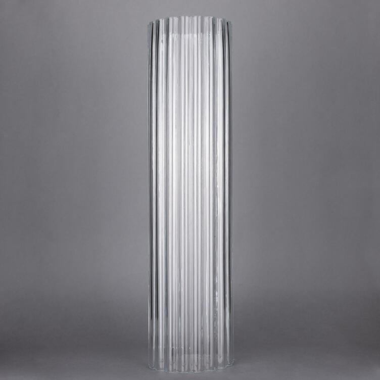 Tall Reeded Tube Glass Lamp Shade 9.6cm