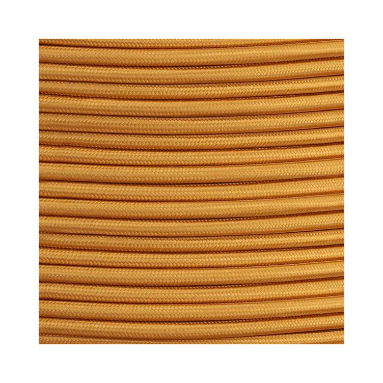 Gold Fabric Braided Cable, 2 Core Round
