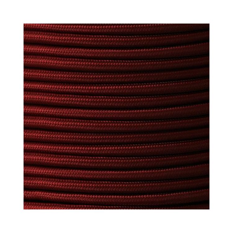Maroon Fabric Braided Cable, 2 Core Round