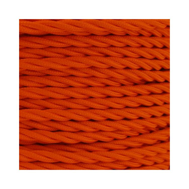 Orange Fabric Braided Cable, 2 Core Twisted