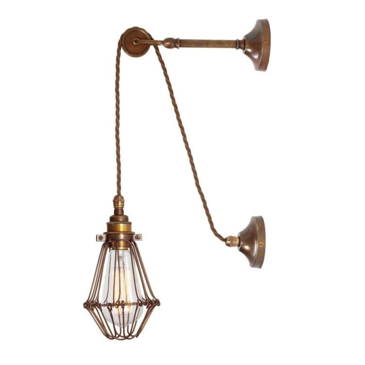 Apoch Vintage Pulley Cage Wall Sconce, Antique Brass and Bronze Cage