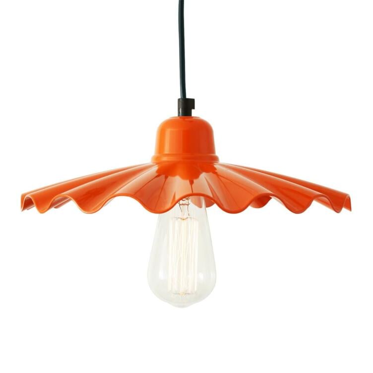 Ardle Modern Ripple Shade Factory Pendant Light 30cm, Orange