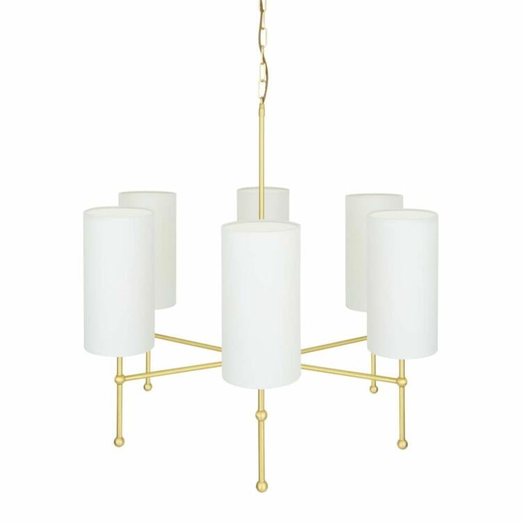 Arizona Modern Brass Chandelier, Six-Arm