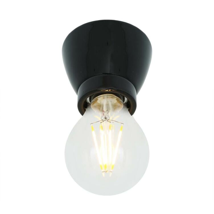 Baltimore Ceramic Bare Bulb Flush Ceiling Light, Powder Coated Black Baltimore Ceramic Bare Bulb Flush Ceiling Light, Powder Coated Black