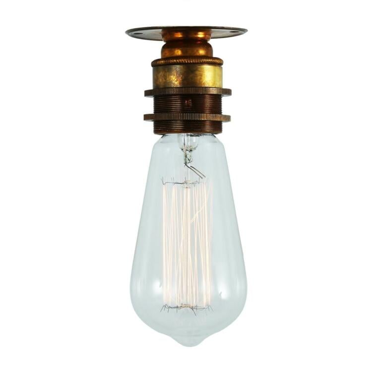 Bangui Industrial Bare Bulb Flush Ceiling Light, Antique Brass Bangui Industrial Bare Bulb Flush Ceiling Light, Antique Brass