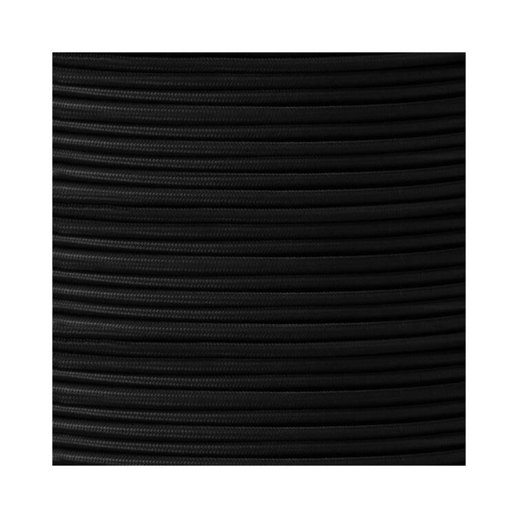 Câble tressé en tissu noir, rond à 2 fils