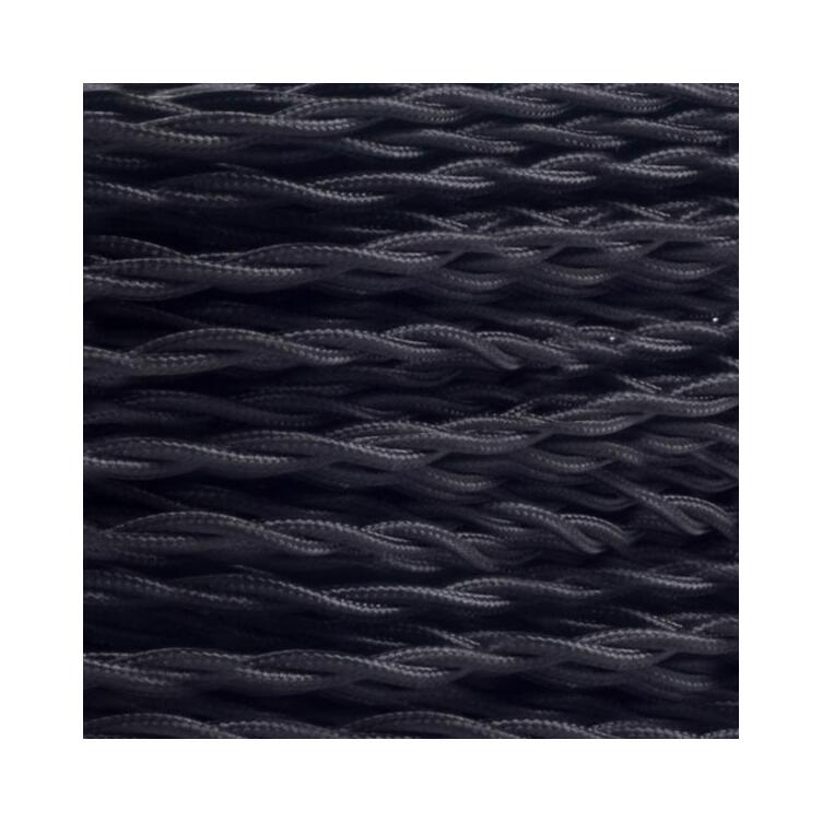 Black Fabric Braided Cable, 2 Core Twisted