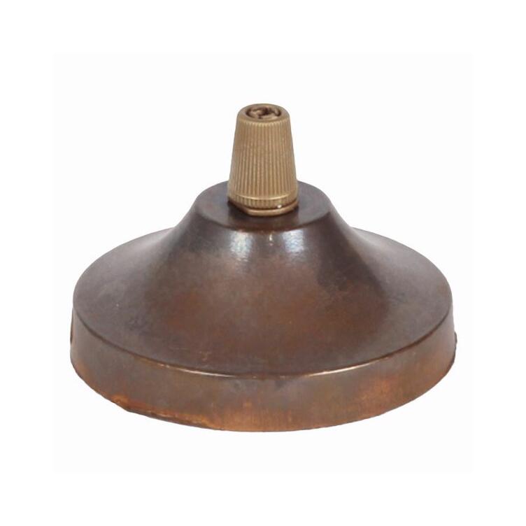 Brass ceiling rose light fitting, concave with cord grip
