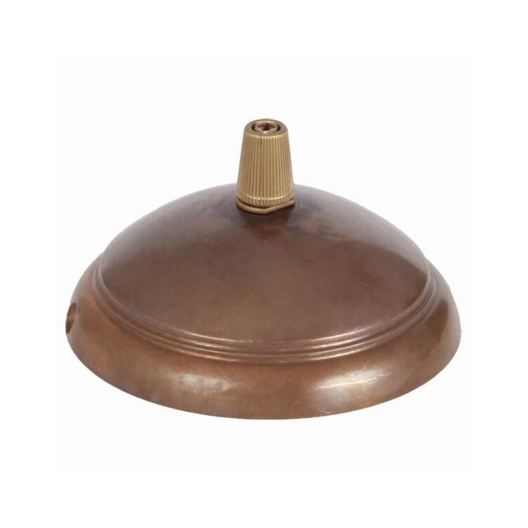 Brass ceiling rose light fitting, dome with cord grip