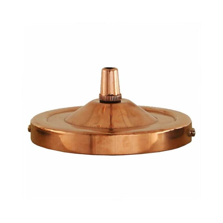 Brass ceiling rose light fitting, flat round with cord grip