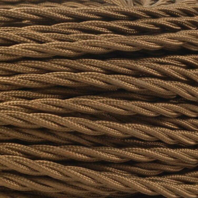 Câble tressé en tissu brun, 2 fils torsadés