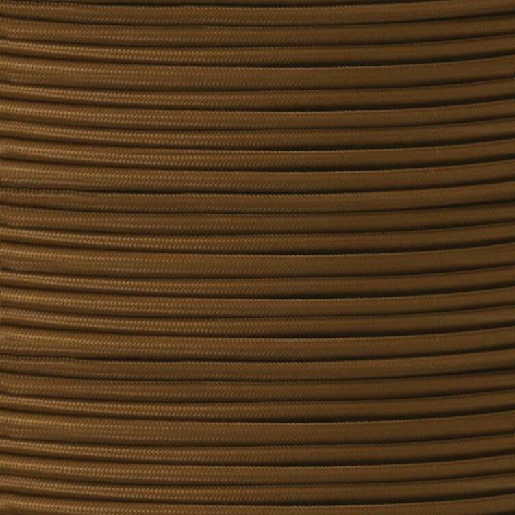 Brown Fabric Braided Cable, 3 Core Round