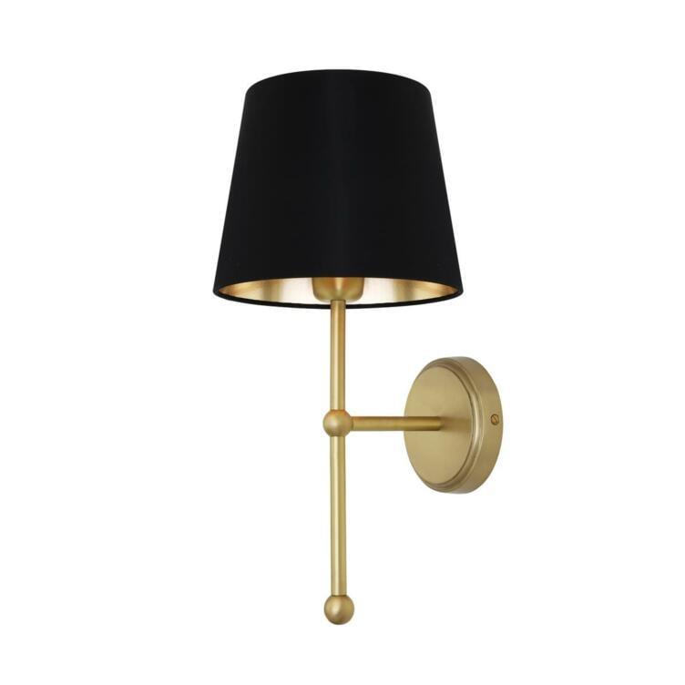 California Modern Brass Wall Light with Fabric Shade, Satin Brass