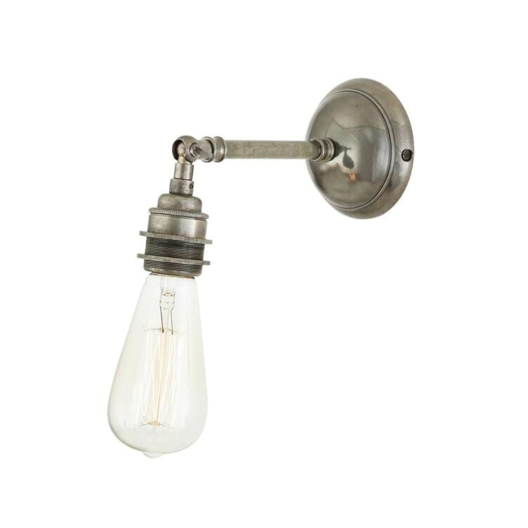 Dabb Vintage Bare Bulb Wall Sconce with Swivel, Antique Silver