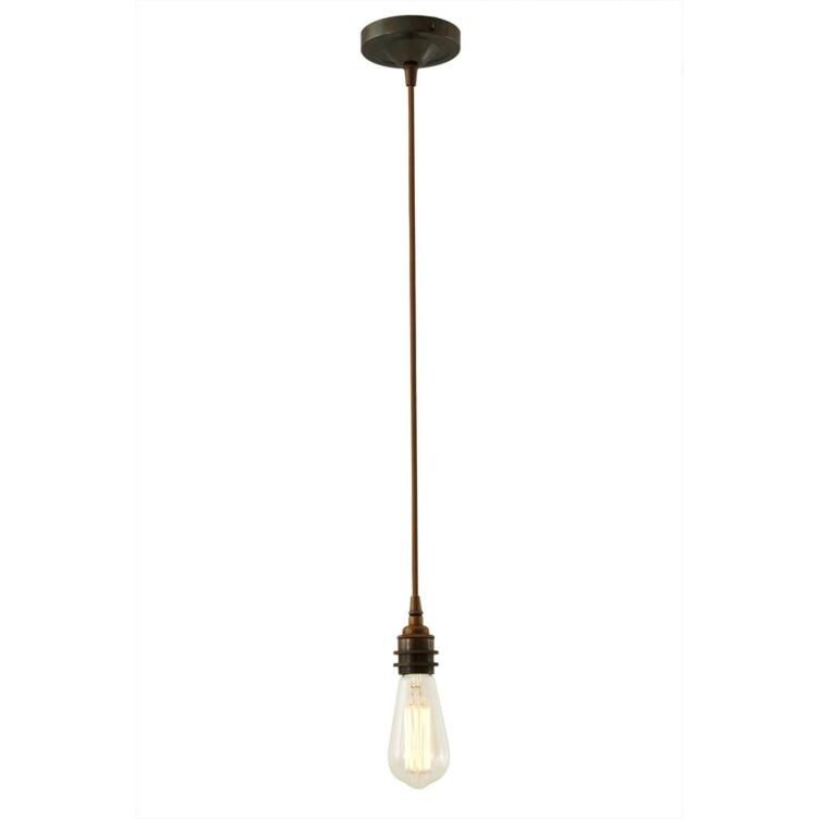 Dili Vintage Bare Bulb Pendant Light, Antique Brass