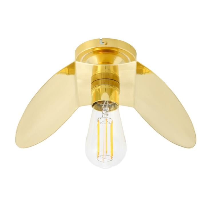 Dodoma Vintage Brass Shade Flush Ceiling Light, Polished Brass Dodoma Vintage Brass Shade Flush Ceiling Light, Polished Brass