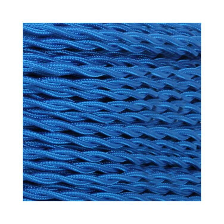 Electric Blue Fabric Braided Cable, 3 Core Twisted