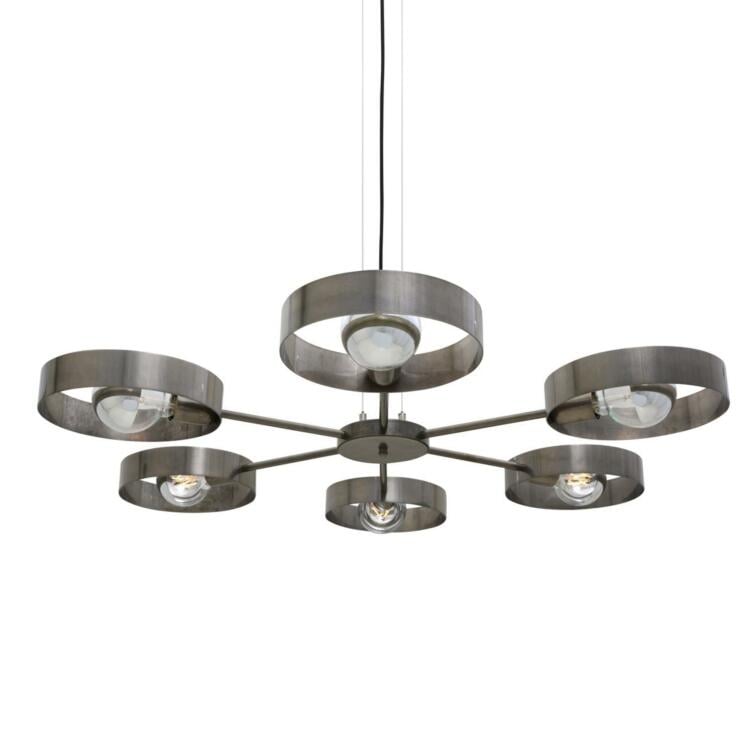 Fossa Industrial Ring Light Chandelier, Six-Arm