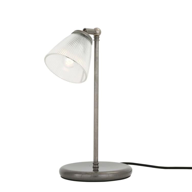 Lampe de table industrielle Gadar, en verre prismatique